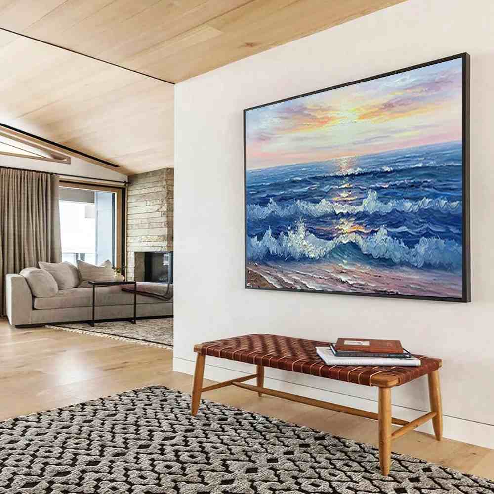 Waves Original Hand-painted Abstract Coastal Room Abstract Wall Art ZGB07